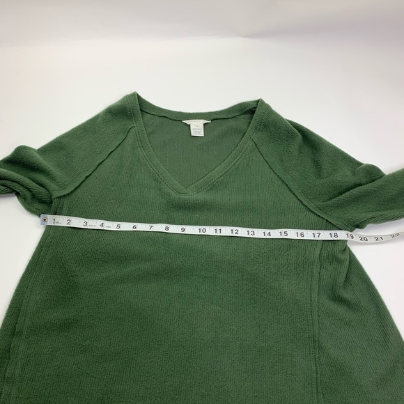 Caslon Green V Neck Sweater Ribbed Medium - Picture 6 of 9
